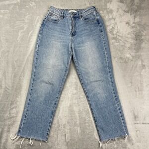 PacSun Jeans Womens 26 (27x25) Blue Denim Faded Mom Streetwear Grunge Raw Hem